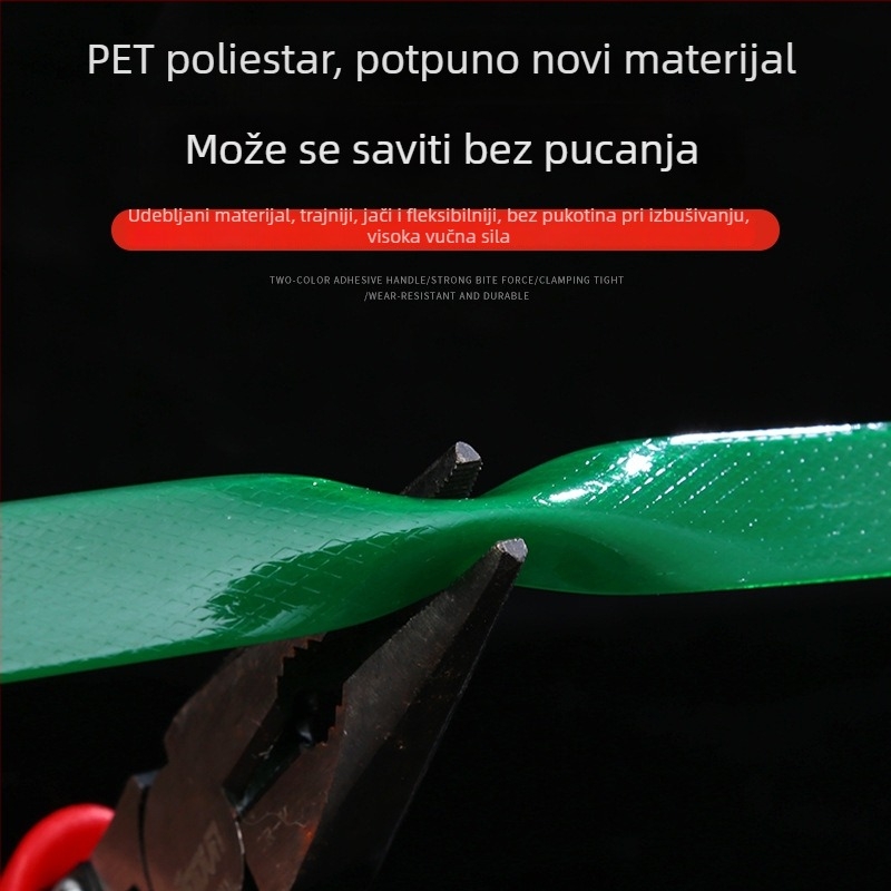 Plastiko-čelična traka za pakiranje, nosivost 450 kg, vanjski promjer 600 mm, unutarnji promjer 400 mm, verzije 1606/1608/1610/1910