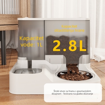 Berry Dvostruka zdjela za mačke s automatskim doziranjem vode i hrane, integrirani set za hranjenje i napajanje