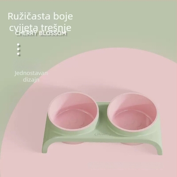 Ekološka zdjela za mačke, dvostruka zdjela s nagnutim rubom, za vodu i hranu, zaštita vrata i sprječavanje prevrnutja