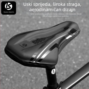 Navlaka za sjedalo bicikla, debela pjena za udobnost, model KS-2503, marka Kuasuodt/Cross Speed Sports, kompatibilno s običnim biciklima, materijali: U koža + silikon + pjena + sandwich mreža