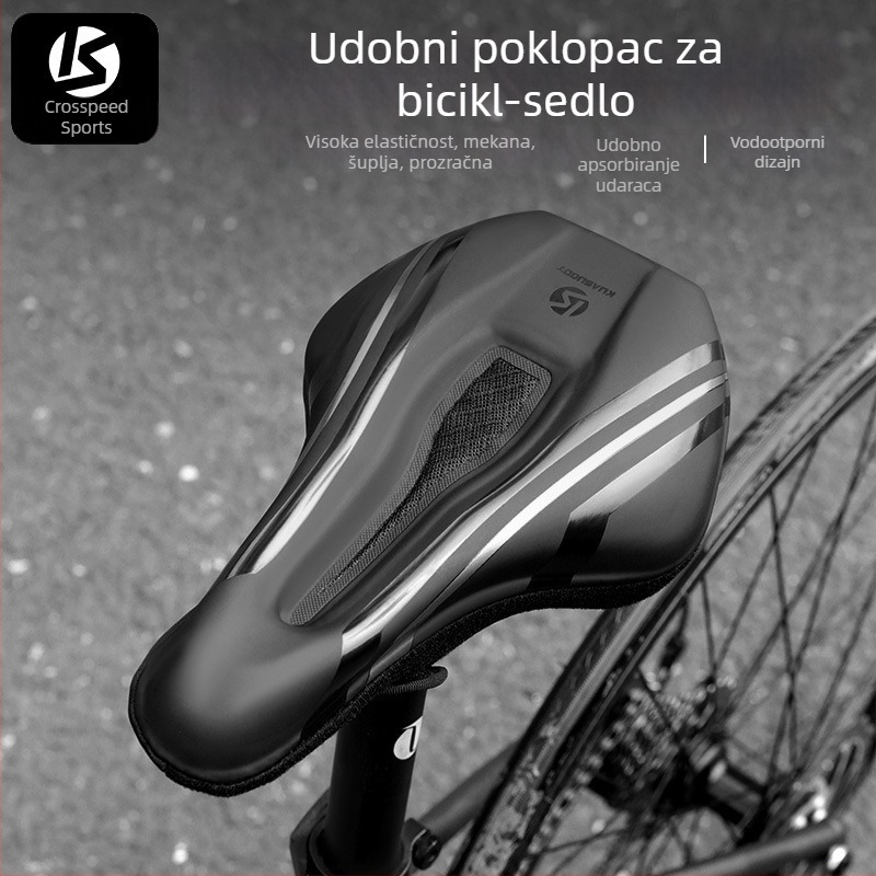 Navlaka za sjedalo bicikla, debela pjena za udobnost, model KS-2503, marka Kuasuodt/Cross Speed Sports, kompatibilno s običnim biciklima, materijali: U koža + silikon + pjena + sandwich mreža
