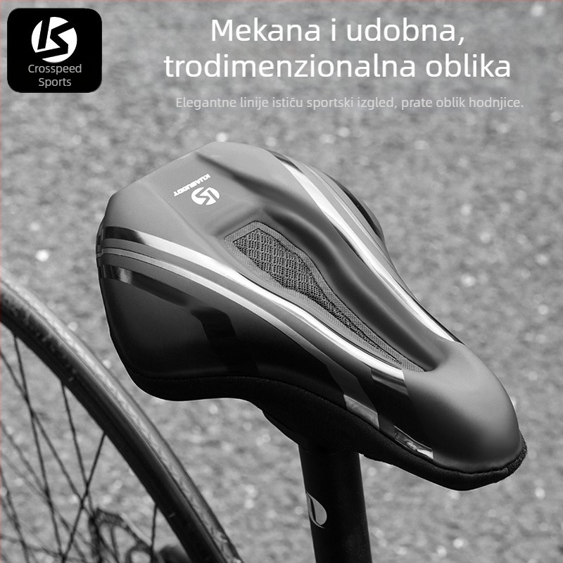 Navlaka za sjedalo bicikla, debela pjena za udobnost, model KS-2503, marka Kuasuodt/Cross Speed Sports, kompatibilno s običnim biciklima, materijali: U koža + silikon + pjena + sandwich mreža