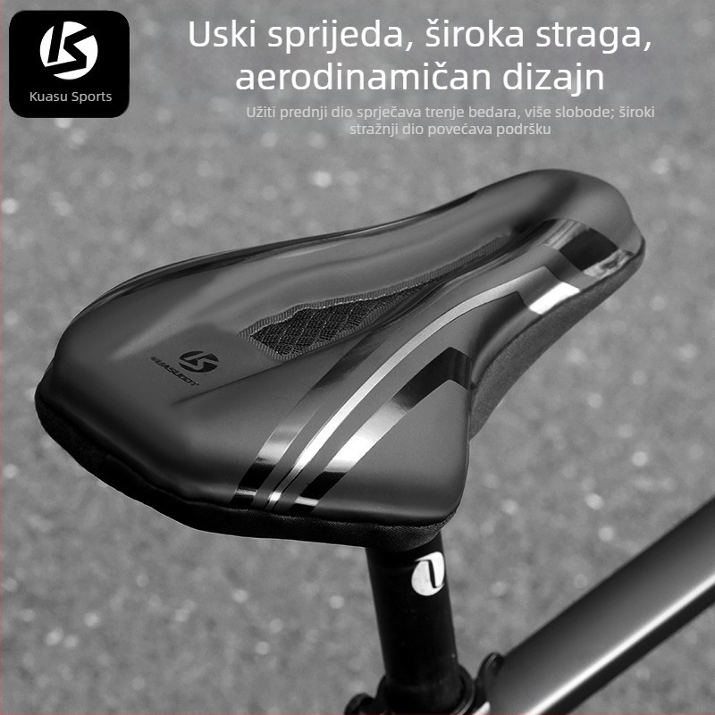 Navlaka za sjedalo bicikla, debela pjena za udobnost, model KS-2503, marka Kuasuodt/Cross Speed Sports, kompatibilno s običnim biciklima, materijali: U koža + silikon + pjena + sandwich mreža