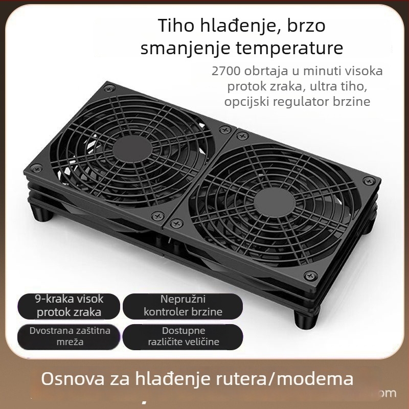 Chladički ventilator za ruter i set-top box – ABS, hidraulički ležajevi, 2800 RPM, tih rad, podesiva brzina
