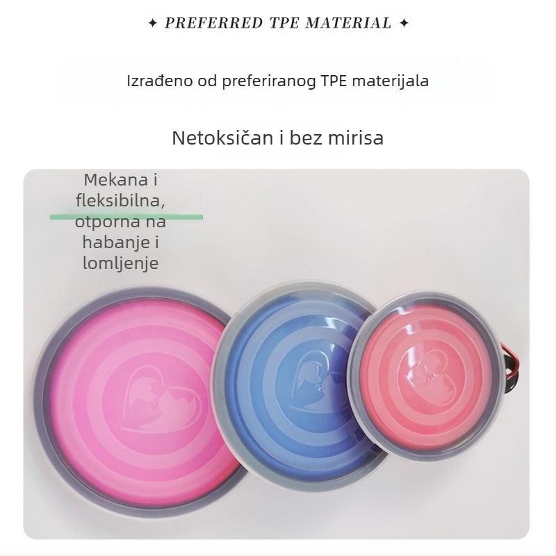 Sklopiva posuda za ljubimce u boji macaroon, prijenosna vanjska zdjela za hranu i vodu za mačke i pse, silikon