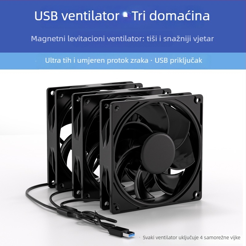 Ventilator za hlađenje kućišta računala, 5V, aksijalni, 1800 ob/min, ležaj s uljem, zračno hlađenje