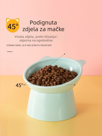 Posuda za mačke na visokom postolju s podrškom za vrat, dizajn protiv prolijevanja za hranu i vodu kućnih ljubimaca (Materijal: Drugo; Namijenjeno: Mačke; Kategorija: Pribor za prehranu kućnim ljubimcima; Automatsko hranjenje: Ne)