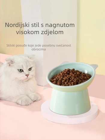 Posuda za mačke na visokom postolju s podrškom za vrat, dizajn protiv prolijevanja za hranu i vodu kućnih ljubimaca (Materijal: Drugo; Namijenjeno: Mačke; Kategorija: Pribor za prehranu kućnim ljubimcima; Automatsko hranjenje: Ne)