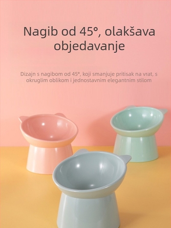 Posuda za mačke na visokom postolju s podrškom za vrat, dizajn protiv prolijevanja za hranu i vodu kućnih ljubimaca (Materijal: Drugo; Namijenjeno: Mačke; Kategorija: Pribor za prehranu kućnim ljubimcima; Automatsko hranjenje: Ne)
