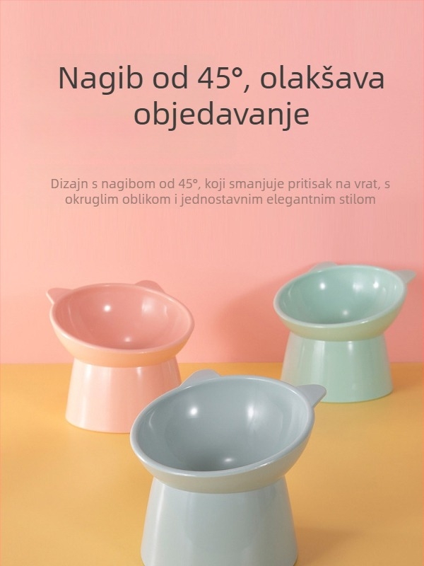 Posuda za mačke na visokom postolju s podrškom za vrat, dizajn protiv prolijevanja za hranu i vodu kućnih ljubimaca (Materijal: Drugo; Namijenjeno: Mačke; Kategorija: Pribor za prehranu kućnim ljubimcima; Automatsko hranjenje: Ne)