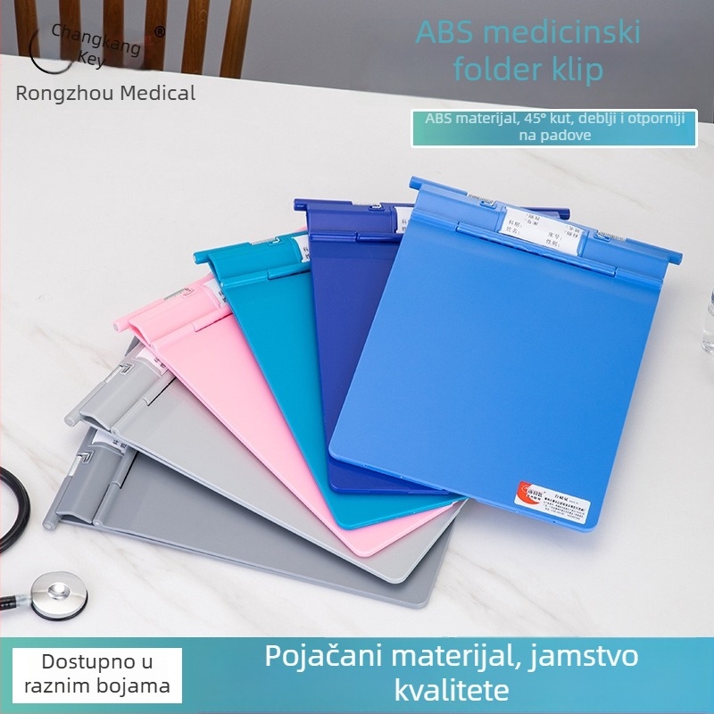 ABS plastični klip za medicinske kartoteke, s logotipom, prilagodljiv, kompatibilan s A4, debljina ploče 1,2 mm, čvrst i otporan na padove