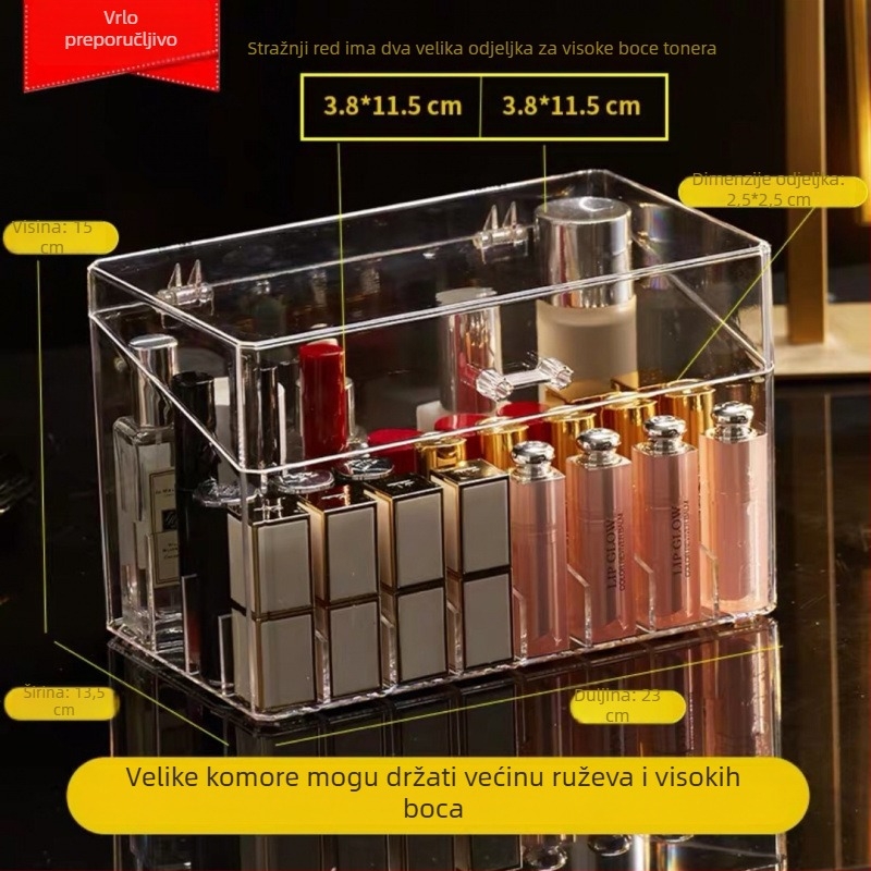 Akrilni organizator za ruževe – kutija za pohranu kozmetike otporna na prašinu na stol ili dom studenata, minimalistički stil, lansirano 2023