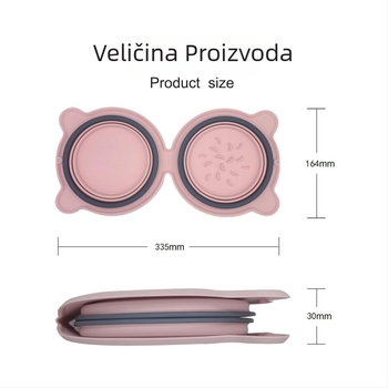 Silikonska posuda za kućne ljubimce, sklopiva dvostruka zdjela, prijenosna za putovanja; Marka: pet-001; Pakiranje: 100 kom; Kategorija: Pribor za kućne ljubimce.