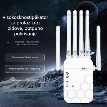 WiFi repeater sa šest antena | 1200 Mbps | pokrivenost 300 m | 802.11ac | kroz zid