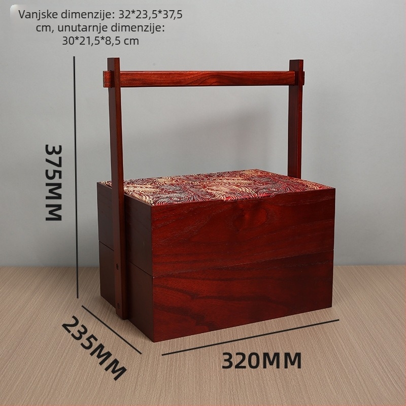 Prilagodljiva drvena kutija za darove s unutarnjom podstavljom, mogućnost tiskanja logotipa, težina oko 2 kg, univerzalno pakiranje za kolačiće i Mooncakes
