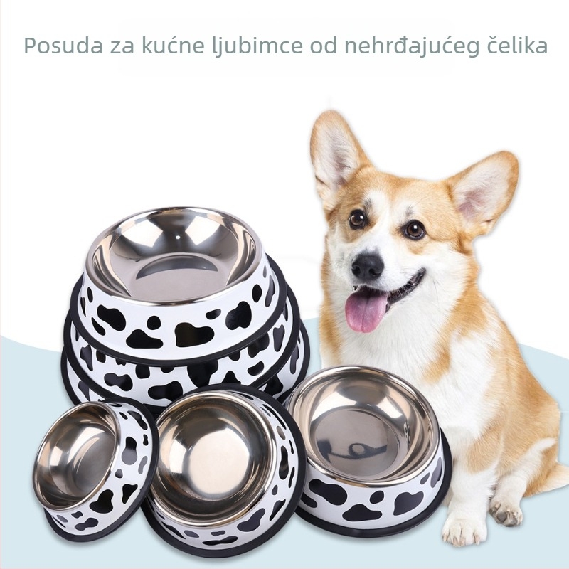 Okružna posuda za kućne ljubimce od nehrđajućeg čelika, protivprevrtanja, za mačke i pse, branda Pet Baihui, privatna oznaka dostupna