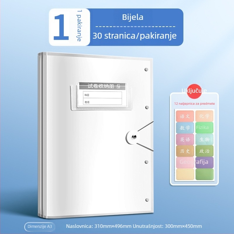 Spremnik za testne listove s prozirnim umetcima stranica, True Color, model ZCT-1530D, plastika