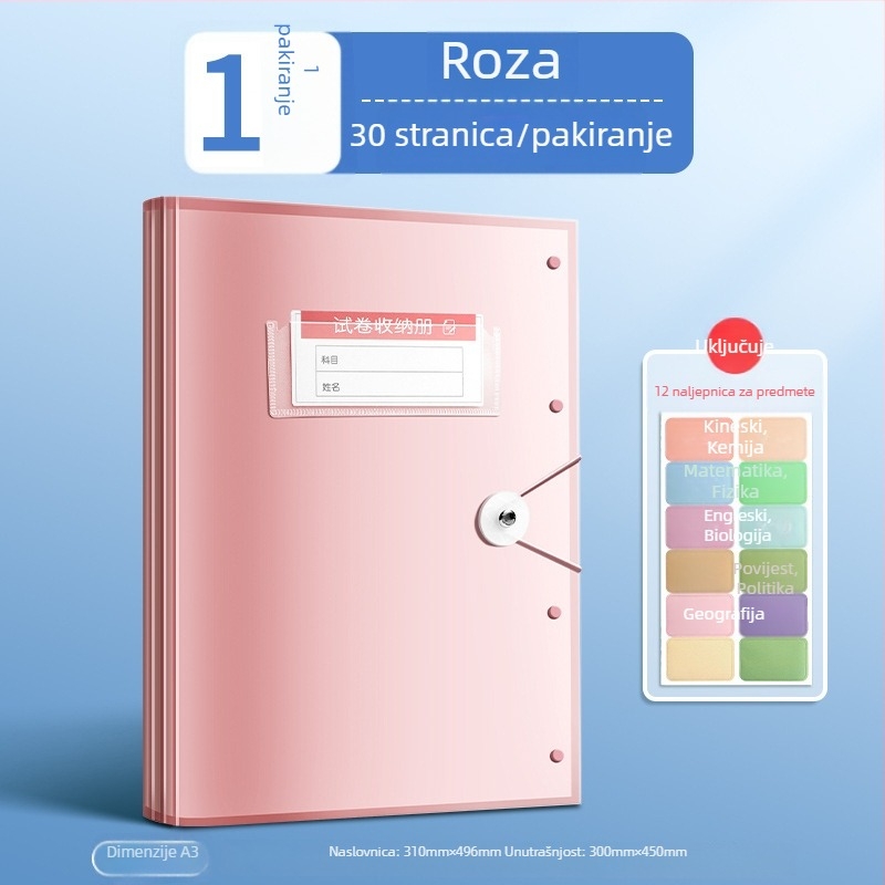 Spremnik za testne listove s prozirnim umetcima stranica, True Color, model ZCT-1530D, plastika