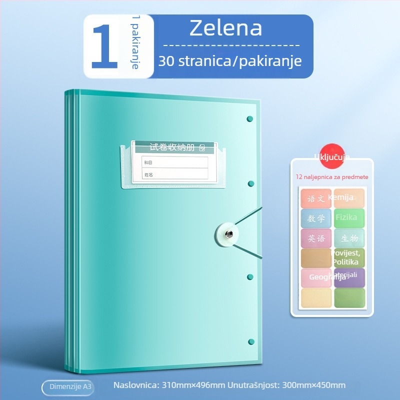 Spremnik za testne listove s prozirnim umetcima stranica, True Color, model ZCT-1530D, plastika