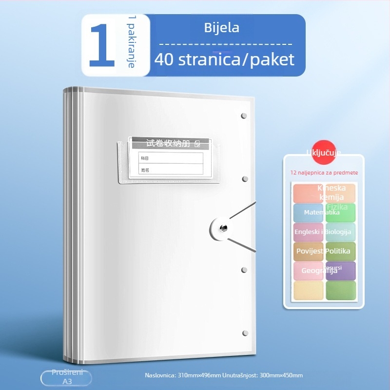 Spremnik za testne listove s prozirnim umetcima stranica, True Color, model ZCT-1530D, plastika