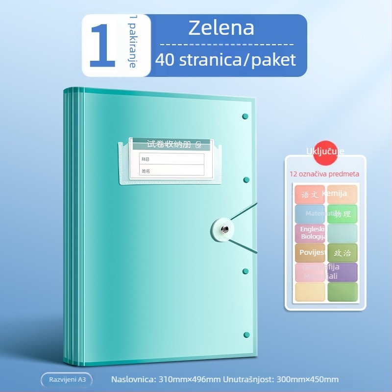 Spremnik za testne listove s prozirnim umetcima stranica, True Color, model ZCT-1530D, plastika