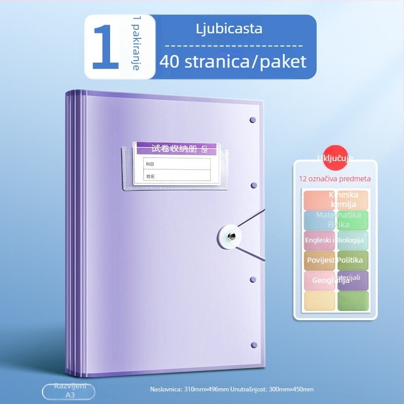 Spremnik za testne listove s prozirnim umetcima stranica, True Color, model ZCT-1530D, plastika