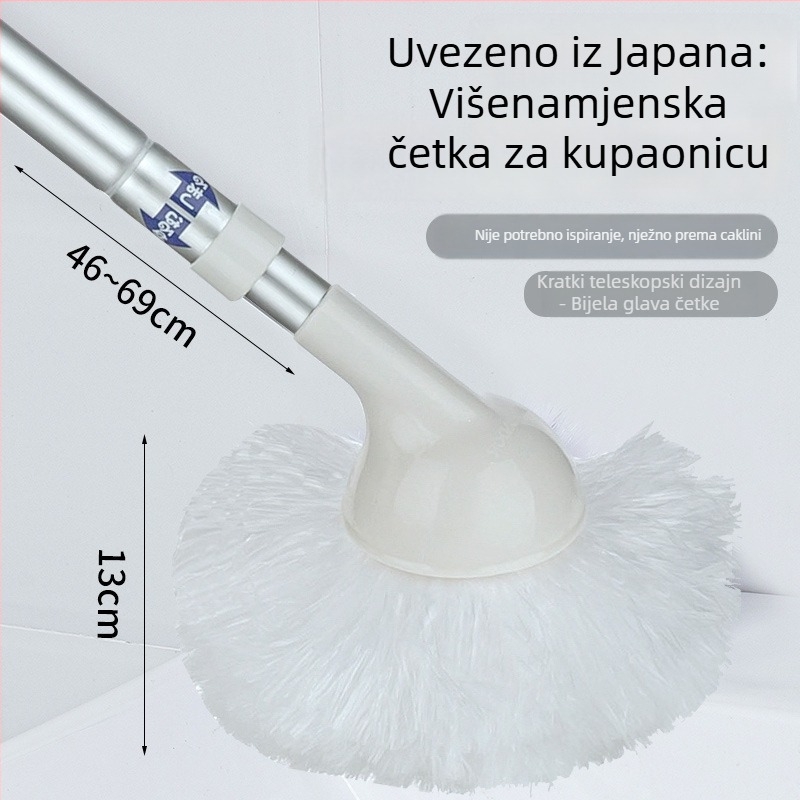 Teleskopijska četka za kupaonicu s dugom ručkom, mekanim dlačicama za čišćenje kupaonice i WC-a, zidova i umivaonika