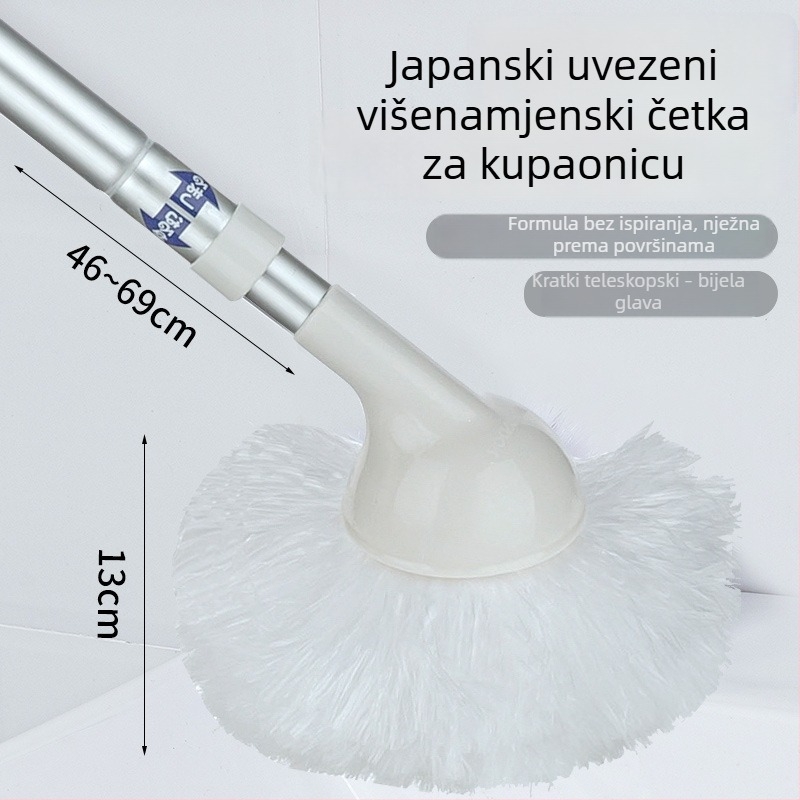Teleskopijska četka za kupaonicu s dugom ručkom, mekanim dlačicama za čišćenje kupaonice i WC-a, zidova i umivaonika