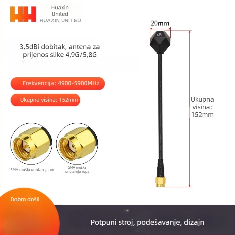 5,8 GHz FPV antena za video prijenos na UAV – visok dobitak, otporna na smetnje, omni‑smerna