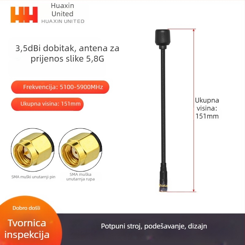 5,8 GHz FPV antena za video prijenos na UAV – visok dobitak, otporna na smetnje, omni‑smerna