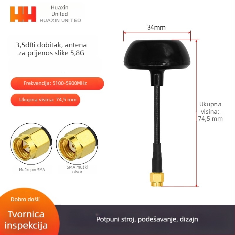 5,8 GHz FPV antena za video prijenos na UAV – visok dobitak, otporna na smetnje, omni‑smerna