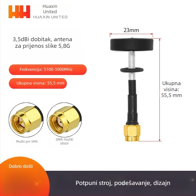5,8 GHz FPV antena za video prijenos na UAV – visok dobitak, otporna na smetnje, omni‑smerna