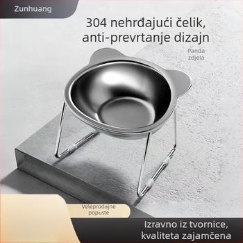 Posuda od nehrđajućeg čelika za mačke s potporom za vrat – zdjela za hranu i vodu