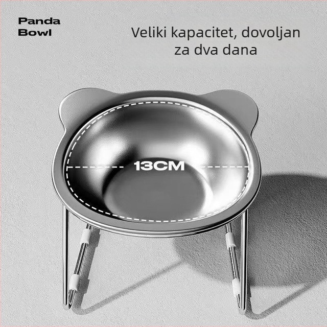 Posuda od nehrđajućeg čelika za mačke s potporom za vrat – zdjela za hranu i vodu