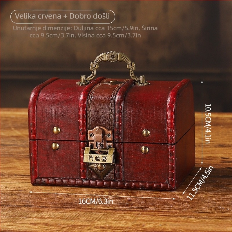 Drvena kutija za nakit, prašno otporna stolna kutija s preklopnim poklopcem (Model 6305, kapacitet 1 komad, za studij, moguć ispis logotipa)