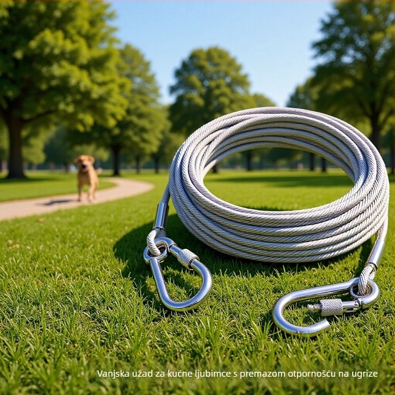 Povodac za psa od galvanizirane čelične sajle - nije povlačen, otporan na ugriz, stil Japana i Južne Koreje, pogodan za velike pse