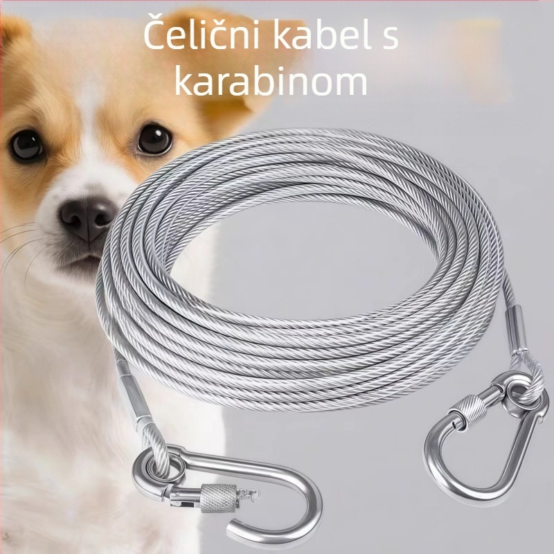 Povodac za psa od galvanizirane čelične sajle - nije povlačen, otporan na ugriz, stil Japana i Južne Koreje, pogodan za velike pse