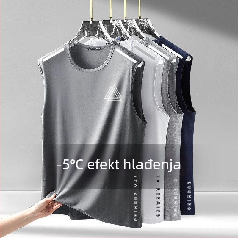 Muški bezruk top za ljeto – prozračni mrežasti materijal, brzo se suši, okrugli izrez