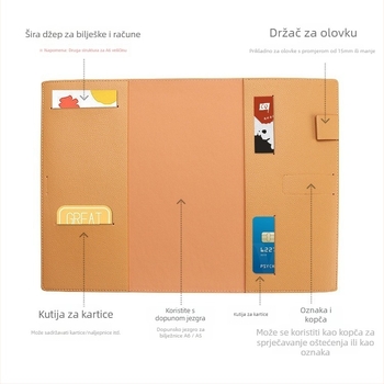 Beležnica s imitacijskom kožom, žično povez, papir od drvene pulpe, 100 g/m², 100–200 stranica, mrežaste stranice