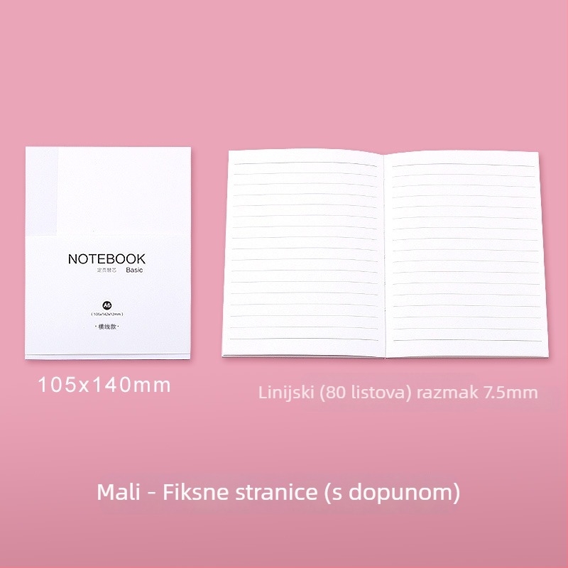 Beležnica s imitacijskom kožom, žično povez, papir od drvene pulpe, 100 g/m², 100–200 stranica, mrežaste stranice