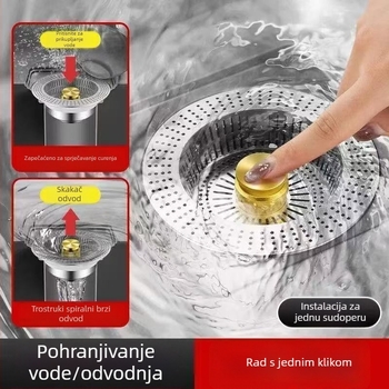 Pop-up filter za sudoperu – protiv začepljenja i mirisa, poliester, moderni stil