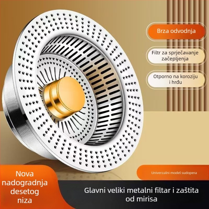 Pop-up filter za sudoperu – protiv začepljenja i mirisa, poliester, moderni stil