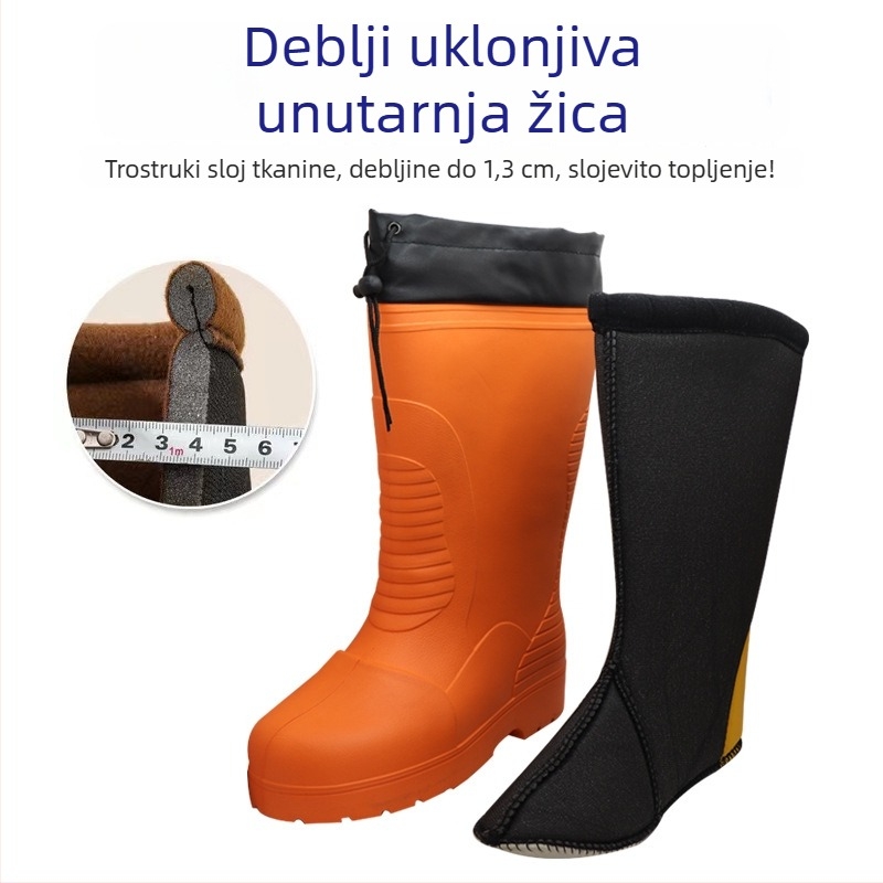 Čizme za kišu za skladištenje na hladnom — gornji EVA, đon TPR, visok vrat, pamuk podstava, protuklizne (Brand Yi jiabao; Gornji dio: EVA; Đon: TPR; Visina vrata: Visok; Podstava: Pamuk)