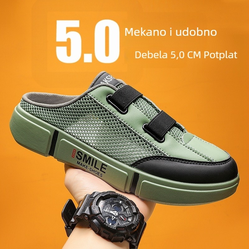 Muške Slip-On tenisice, Korejskog stila, Mrežasti gornji dio, Gumena đona, Injekcijsko oblikovanje
