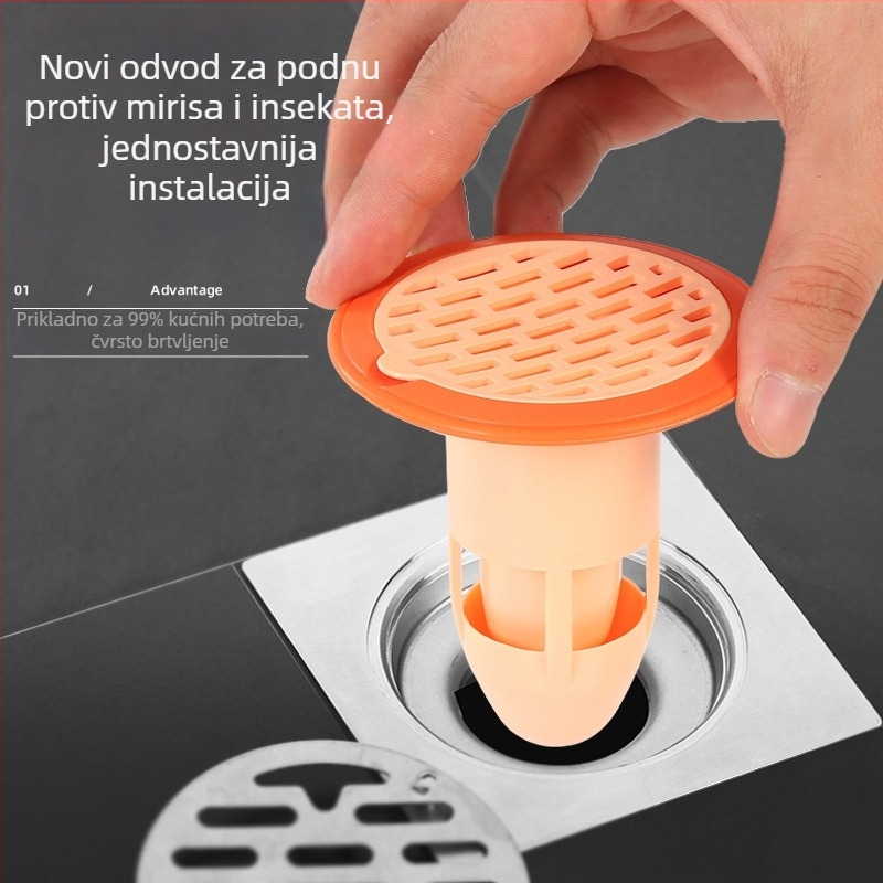 Plastični uređaj za sprječavanje mirisa iz podnog odvoda s filtrom i poklopcem