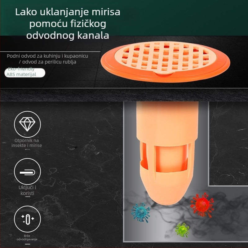 Plastični uređaj za sprječavanje mirisa iz podnog odvoda s filtrom i poklopcem
