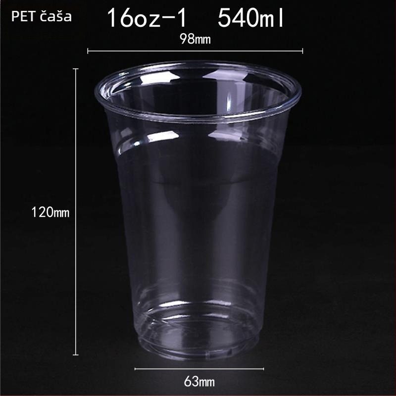 Jednokratna PET čaša, prilagodljiva fleksografskim tiskom, s poklopcem, mogućnost logotipa, za žele, jogurt, čaj s mlijekom i hladna pića