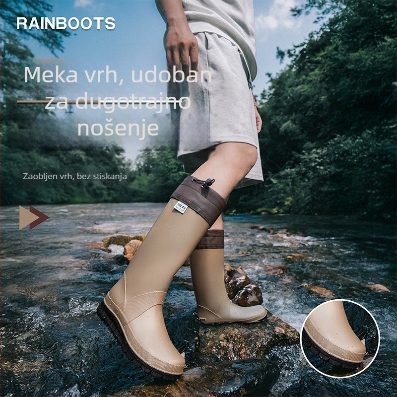 Unisex visoke čizme za kišu za vanjsku upotrebu, protuklizne, PU ulošak, mrežasta podstava
