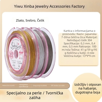 Žičani drut od nehrđajućeg čelika 304, 7‑žilni, prekriven metalom, za DIY nakit