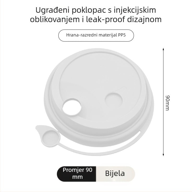 Jednokratna PP čaša za mliječni čaj s unutarnjom folijom, okruglog oblika, kapacitet 360–700 ml, moguć tiskanje logotipa